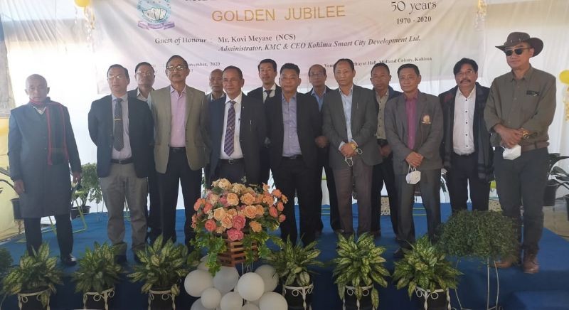 Kovi Meyase and others with Midland Panchayat leaders during golden jubilee celebration on November 14.